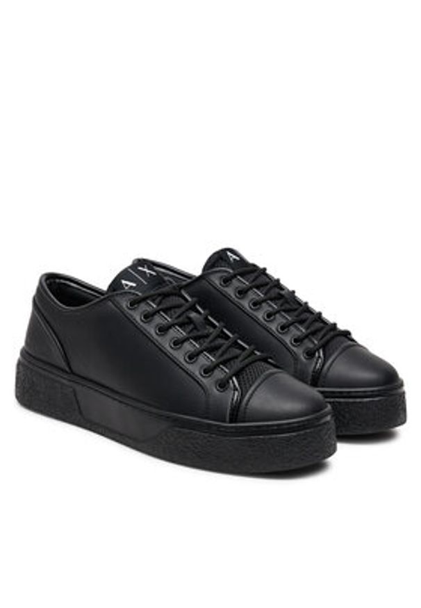 Armani Exchange Sneakersy XUX243 XV913 00002 Czarny. Kolor: czarny. Materiał: skóra