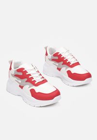 Renee - Bialo-Czerwone Sneakersy Reighley. Kolor: biały #3