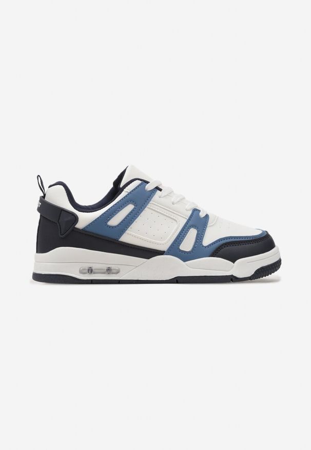 Born2be - Biało-Granatowe Sneakersy Sportowe ze Wstawkami z Ekoskóry Isadona. Kolor: biały