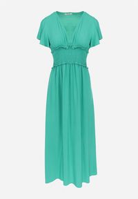 Born2be - Ciemnozielona Kopertowa Sukienka z Wiskozy z Gumką w Pasie Neroni. Kolor: zielony. Materiał: wiskoza. Typ sukienki: kopertowe. Długość: maxi #5