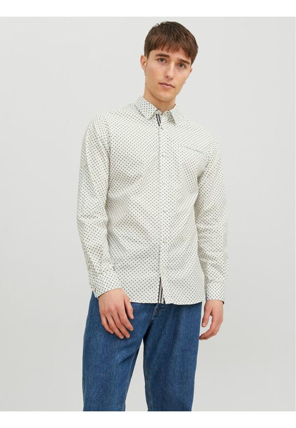 Jack & Jones Koszula 12235969 Biały Slim Fit. Kolor: biały. Materiał: bawełna