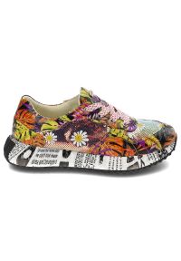 Pomarańczowe Sneakersy Laura Vita Stylowe Obuwie Damskie. Kolor: pomarańczowy. Materiał: materiał, skóra. Szerokość cholewki: normalna. Wzór: nadruk, kolorowy. Sezon: wiosna. Styl: elegancki #5