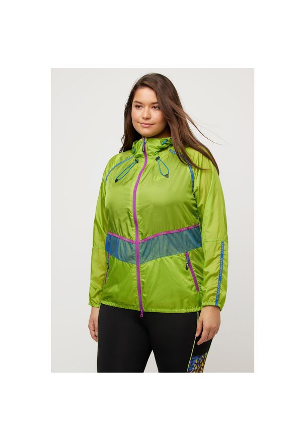 ULLA POPKEN - Damskie Kurtka turystyczna kaptur dwukierunkowy suwak hydrofobowa. Kolekcja: plus size. Kolor: żółty. Materiał: poliester, materiał