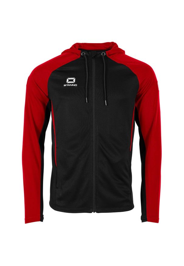 STANNO - Bluza dresowa z pełnym zamkiem błyskawicznym Stanno Stadio. Kolor: wielokolorowy, czarny, czerwony. Materiał: dresówka. Sport: fitness