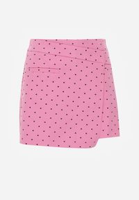 Born2be - Różowe Bawełniane Spódnico-Szorty z Wysokim Stanem Ozdobione Serduszkami Iosise. Okazja: na co dzień, na spacer. Stan: podwyższony. Kolor: różowy. Materiał: bawełna. Wzór: aplikacja. Styl: casual, elegancki #8