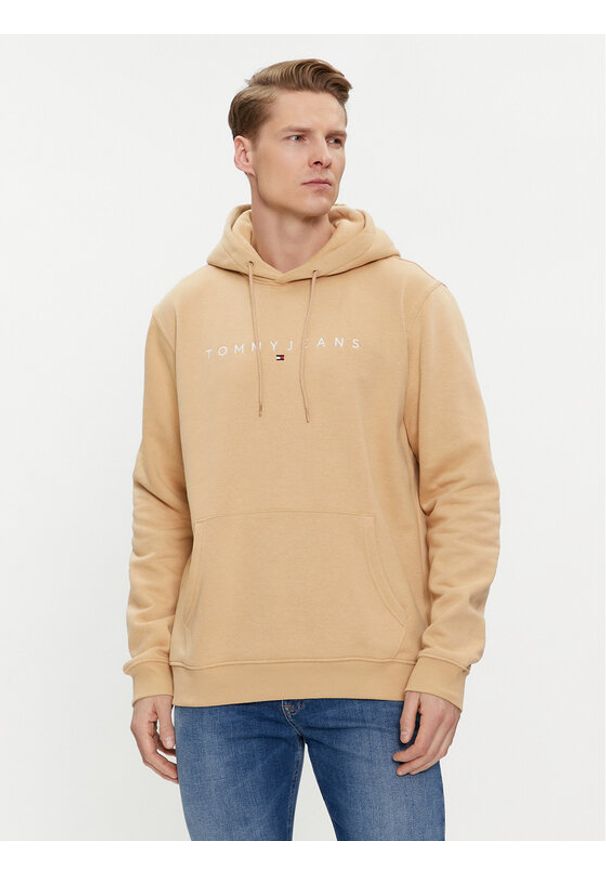 Tommy Jeans Bluza Linear Logo DM0DM17985 Beżowy Regular Fit. Kolor: beżowy. Materiał: bawełna