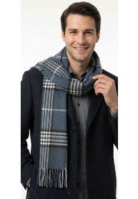 V. Fraas - Szalik z Frędzlami, Miękki Niebieski w Kratkę, Firmy V.Fraas -Cashmink- Męski. Kolor: niebieski. Materiał: syntetyk, materiał, wełna, poliakryl, tkanina. Wzór: kratka. Sezon: lato #2