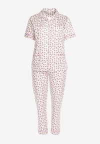 Born2be - Różowo-Biały Bawełniany Komplet Piżamowy Koszula z Guzikami i Spodnie Lirvena. Kolor: różowy. Materiał: bawełna