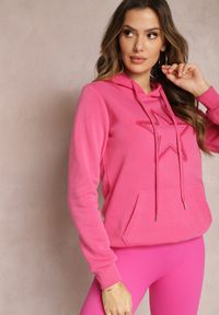 Renee - Różowa Ocieplana Bluza Dzianinowa z Kapturem Ziff. Typ kołnierza: kaptur. Kolor: różowy. Materiał: dzianina. Wzór: haft. Styl: elegancki #3