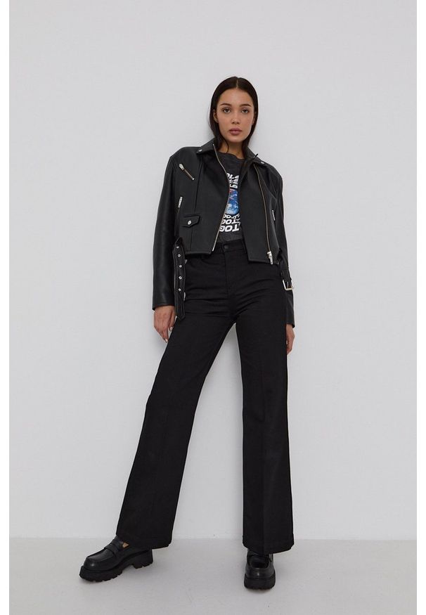 The Kooples Ramoneska skórzana damska kolor czarny przejściowa. Okazja: na co dzień. Kolor: czarny. Materiał: skóra. Styl: casual, klasyczny