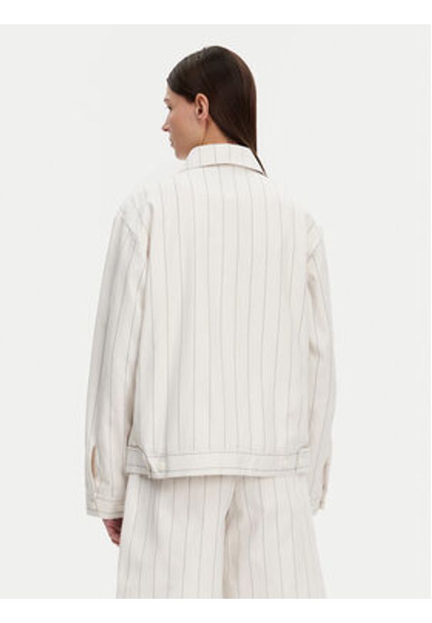 Adidas - adidas Kurtka przejściowa Pinstripe Harrington JJ3476 Biały Loose Fit. Kolor: biały. Materiał: syntetyk