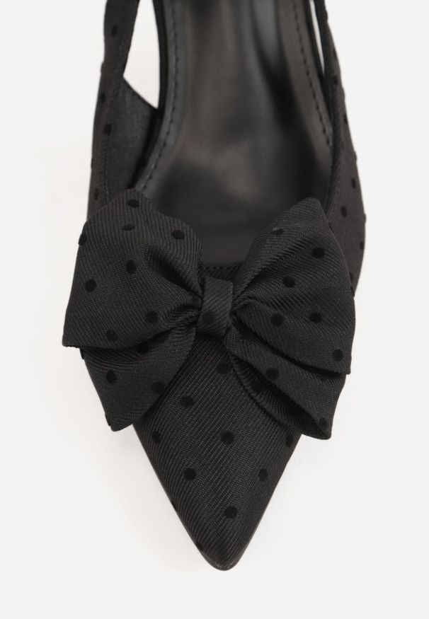 Born2be - Czarne Sandały na Kaczuszce z Noskiem w Szpic z Kokardą Nephoo. Okazja: na co dzień, na ślub cywilny, na wesele, na imprezę. Zapięcie: pasek. Kolor: czarny. Obcas: na szpilce. Styl: casual, elegancki, wizytowy