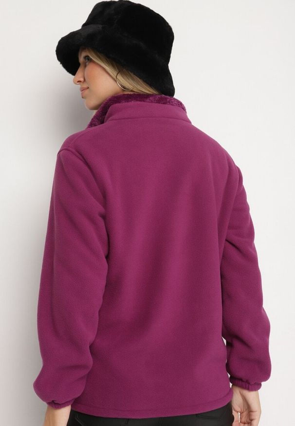 Born2be - Fioletowy Klasyczny Polar ze Ściągaczami przy Rękawach Paradi. Okazja: na co dzień, do pracy. Kolor: fioletowy. Materiał: polar. Długość rękawa: długi rękaw. Długość: długie. Styl: klasyczny