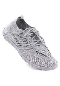 NEWS - Buty sportowe damskie wsuwane ażurowe szare News 1020. Zapięcie: bez zapięcia. Kolor: szary. Materiał: materiał. Szerokość cholewki: normalna. Wzór: ażurowy #1