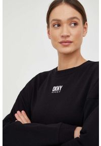 DKNY - Dkny bluza damska kolor czarny gładka. Kolor: czarny. Wzór: gładki #4