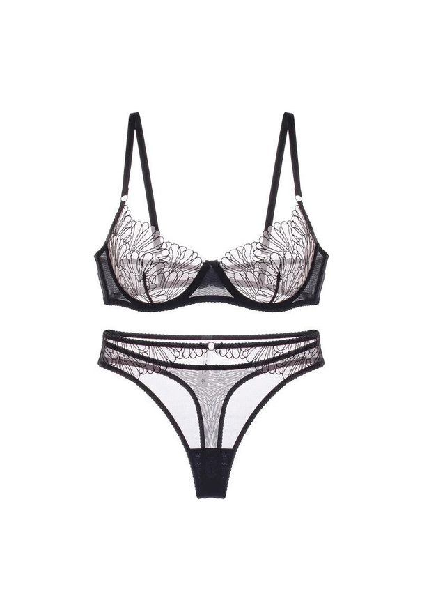 Intica - Komplet bielizny ultracienkiej z miękkiego materiału Juulia. Kolor: czarny. Materiał: materiał