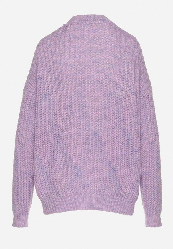 Born2be - Fioletowy Sweter z Wełną z Ozdobnym Splotem Abrenevia. Kolor: fioletowy. Materiał: wełna. Wzór: ze splotem. Sezon: zima