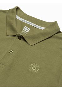 Ombre Clothing - Koszulka męska polo klasyczna bawełniana S1374 - oliwkowa - XXL. Typ kołnierza: polo. Kolor: oliwkowy. Materiał: bawełna. Wzór: haft. Styl: klasyczny #5