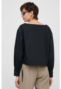 Sisley bluzka bawełniana damska kolor czarny gładka. Kolor: czarny. Materiał: bawełna. Wzór: gładki #3