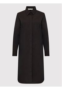 Liviana Conti Sukienka koszulowa F2WK18 Czarny Regular Fit. Kolor: czarny. Materiał: bawełna. Typ sukienki: koszulowe