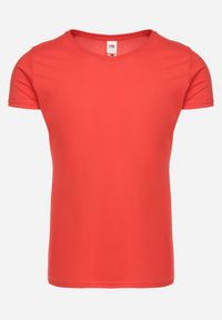 Born2be - Czerwony Klasyczny T-shirt z Bawełny Fodena. Okazja: na co dzień. Kolor: czerwony. Materiał: bawełna. Styl: klasyczny