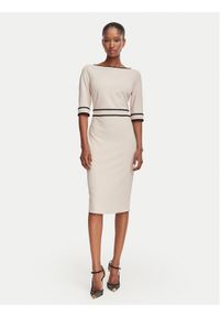 Rinascimento Sukienka koktajlowa CFC0131086003 Beżowy Slim Fit. Kolor: beżowy. Materiał: syntetyk. Styl: wizytowy #1