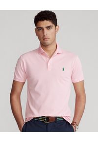 Ralph Lauren - RALPH LAUREN - Różowa koszulka polo Slim Fit Stretch Mesh. Okazja: na co dzień. Typ kołnierza: polo. Kolor: różowy, wielokolorowy, fioletowy. Materiał: mesh. Wzór: haft, ze splotem. Styl: casual #1
