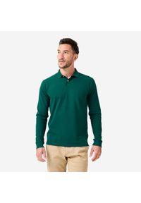 INESIS - Koszulka polo do golfa męska Inesis MW500. Typ kołnierza: polo, golf. Kolor: zielony. Materiał: materiał, poliester, bawełna. Styl: sportowy