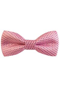 Modini - Różowa mucha w drobny wzór C18. Kolor: różowy. Materiał: poliester, tkanina. Wzór: kratka. Styl: elegancki #1