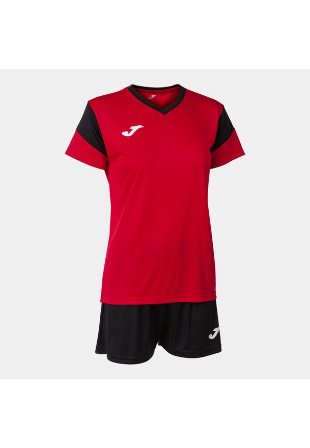 Zestaw piłkarski damski Joma Phoenix. Kolor: czerwony, czarny, wielokolorowy. Materiał: dresówka. Sport: piłka nożna