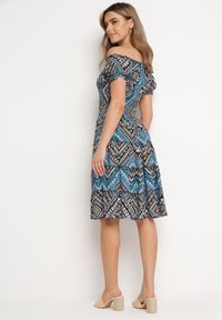 Born2be - Zielono-Czarna Sukienka Bawełniana Hiszpanka w Stylu Boho Raelinora. Typ kołnierza: dekolt hiszpanka. Kolor: zielony. Materiał: bawełna. Styl: boho #5