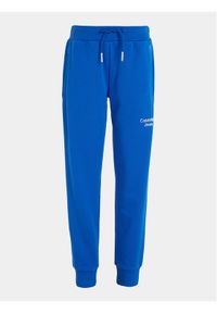 Calvin Klein Jeans Spodnie dresowe Stack Logo IB0IB01282 Niebieski Regular Fit. Kolor: niebieski. Materiał: bawełna