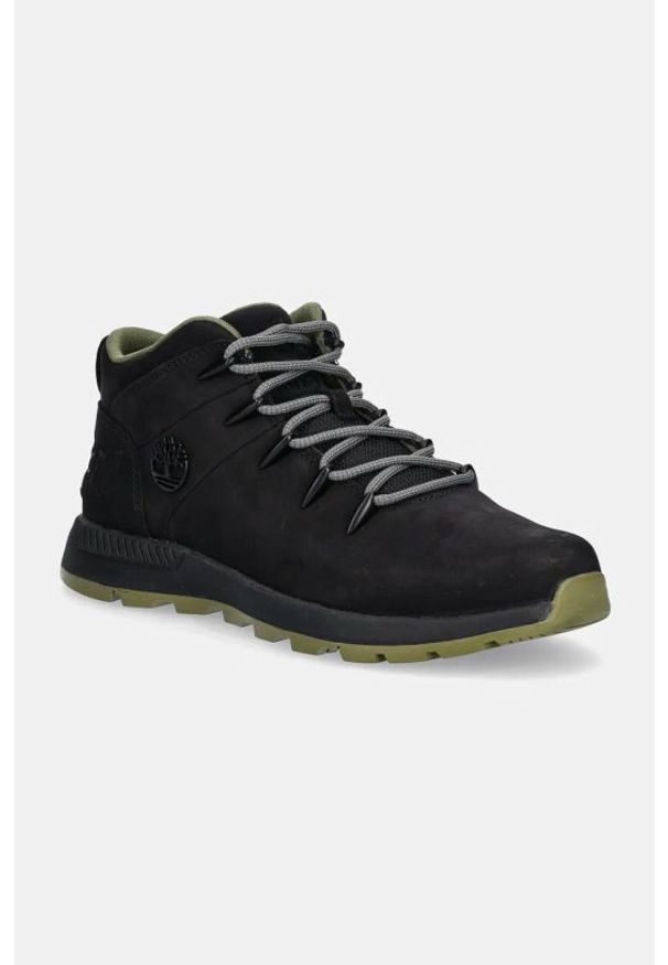 Sneakersy męskie Timberland Sprint Trekker MID LACE UP SNEAKER BLACK NUBUCK. Kolor: czarny. Materiał: nubuk. Sport: bieganie