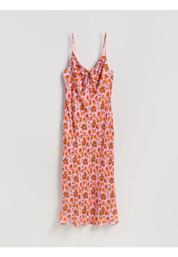Reserved - Wzorzysta sukienka z wiskozy - wielobarwny. Materiał: wiskoza