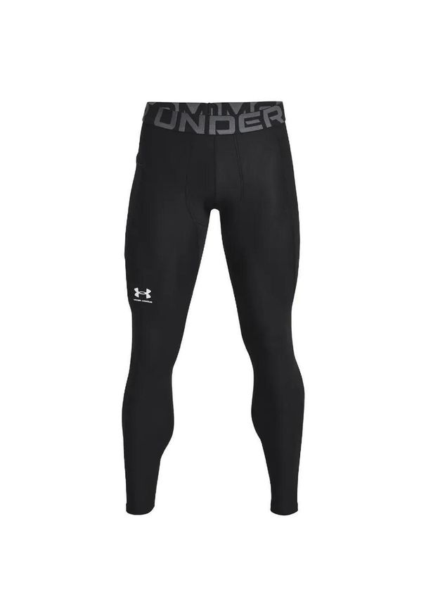Męska fitness legginsy termoaktywne Under Armour Heatgear Compression czarny. Kolor: wielokolorowy, szary, czarny. Materiał: materiał. Sport: turystyka piesza, bieganie, fitness