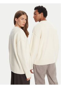 AMI PARIS Kardigan BFUKC006.018 Écru Regular Fit. Materiał: wełna #3