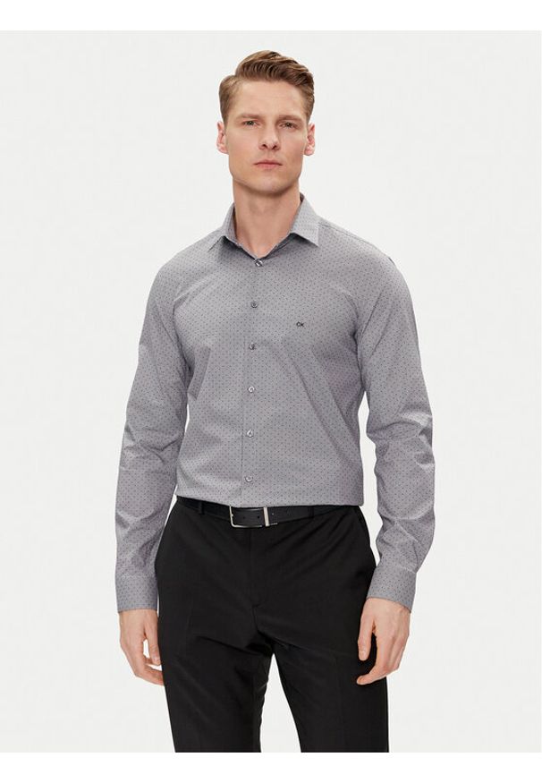 Calvin Klein Koszula K10K112587 Szary Slim Fit. Kolor: szary. Materiał: bawełna