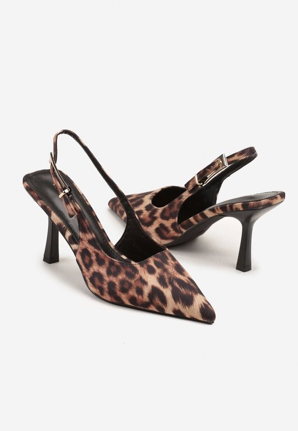 Renee - Panterkowe Sandały na Szpilce Vices Typu Slingback Tilazea. Zapięcie: sprzączka. Materiał: lakier. Obcas: na szpilce. Styl: elegancki, wizytowy