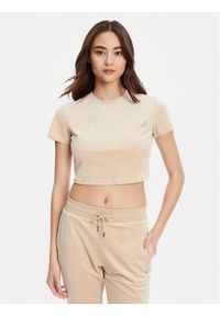 Guess T-Shirt V3BI01 K0232 Beżowy Regular Fit. Kolor: beżowy. Materiał: syntetyk
