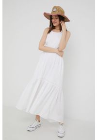 Billabong sukienka bawełniana kolor biały maxi rozkloszowana. Kolor: biały. Materiał: bawełna. Długość rękawa: na ramiączkach. Wzór: gładki. Typ sukienki: rozkloszowane. Długość: maxi #5