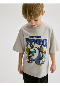 Reserved - T-shirt Among Us - jasnoszary. Kolor: szary. Materiał: dzianina, bawełna #1