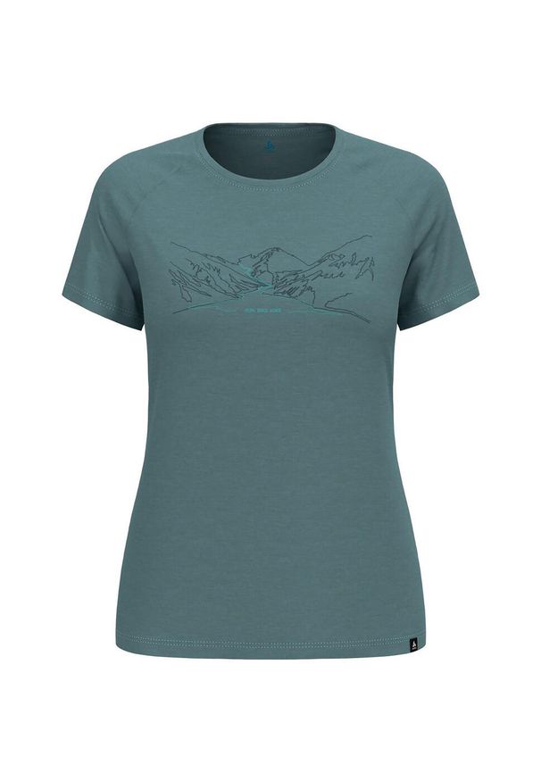 Odlo - Koszulka z krótkim rękawem damska ODLO Ascent PW 130 Run. Bike. Hike.. Kolor: turkusowy, niebieski, wielokolorowy. Materiał: wełna. Długość rękawa: krótki rękaw. Długość: krótkie. Sport: bieganie