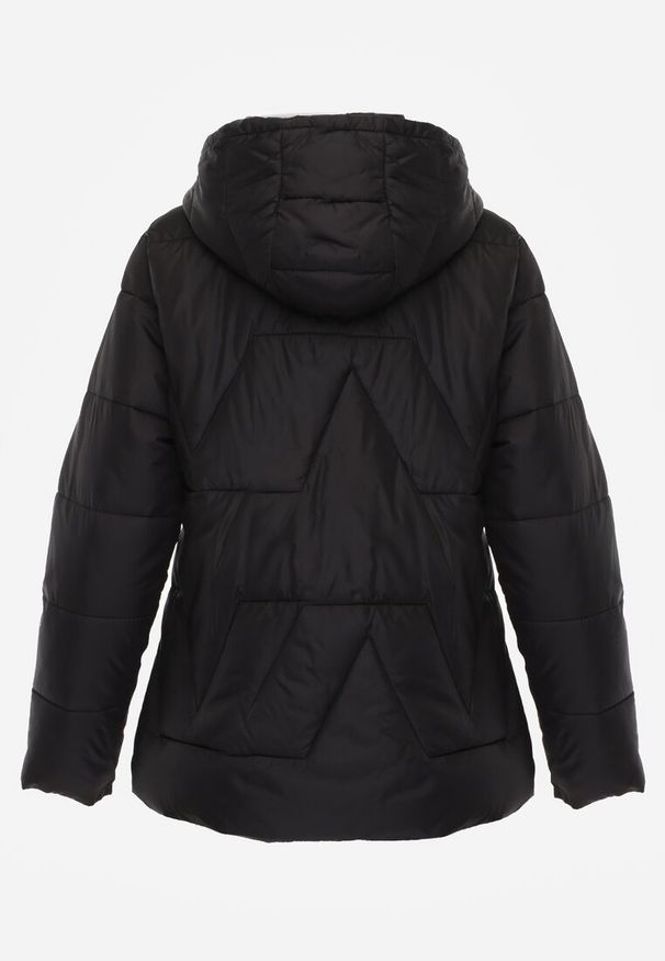 Renee - Czarna Pikowana Kurtka Przejściowa z Kapturem Silidi. Okazja: na co dzień. Typ kołnierza: kaptur. Kolor: czarny. Materiał: jeans. Styl: elegancki, casual, klasyczny