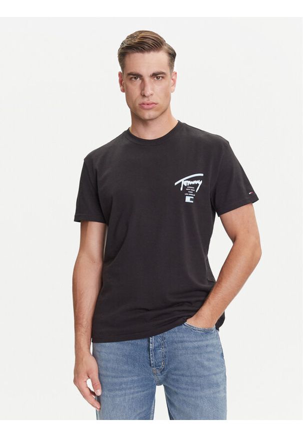 Tommy Jeans T-Shirt Signature City DM0DM21934 Czarny Regular Fit. Kolor: czarny. Materiał: bawełna