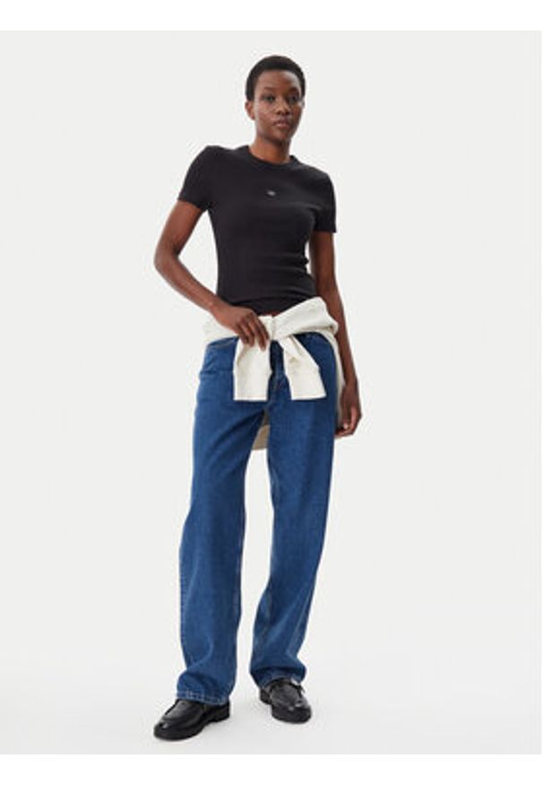 Calvin Klein Jeans T-Shirt J20J225245 Czarny Slim Fit. Kolor: czarny. Materiał: bawełna