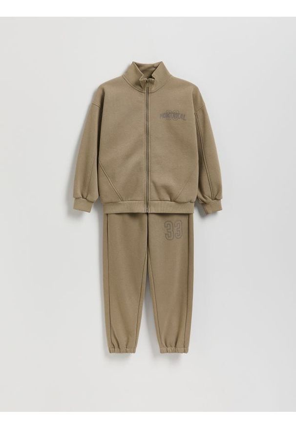 Reserved - Dzianinowy komplet z bawełną - brązowy. Kolor: brązowy. Materiał: dzianina, bawełna