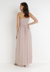 Born2be - Beżowa Sukienka Cadole. Kolor: beżowy. Materiał: bawełna. Długość rękawa: na ramiączkach. Typ sukienki: kopertowe. Styl: wakacyjny. Długość: maxi #5