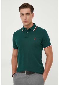 Polo Ralph Lauren polo bawełniane kolor zielony gładki. Typ kołnierza: polo. Kolor: zielony. Materiał: bawełna. Długość: krótkie. Wzór: gładki #4
