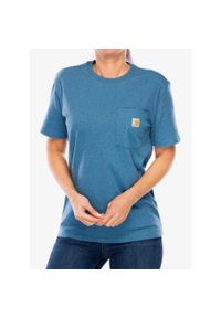 Koszulka bawełniana damska Carhartt Workwear Pocket S/S T-Shirt. Kolor: niebieski. Materiał: bawełna #1
