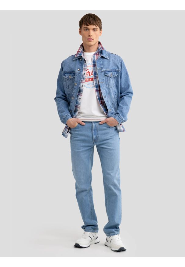 Big-Star - Sneakersy męskie białe RR174291 101. Okazja: na co dzień. Kolor: biały. Materiał: jeans, materiał